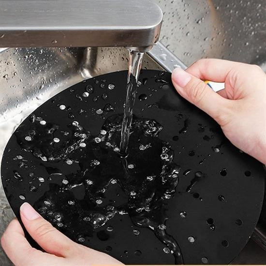 GENEL® Renkli Isıya Dayanıklı Yıkanılabilir Silikon Fırın Ve Airfryer Yuvarlak Pişirme Matı 23 Cm