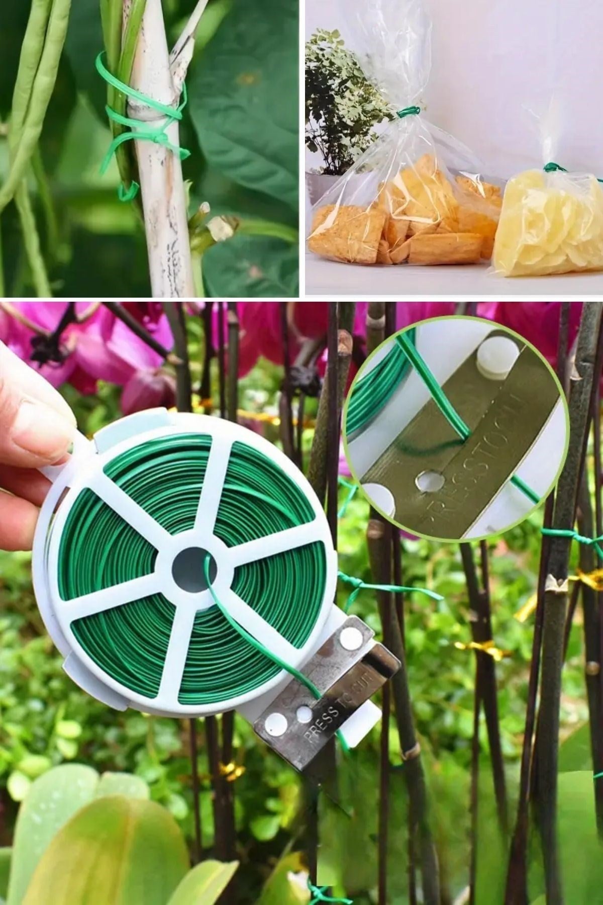 GENEL® 50 Metre Kendiliğinden Kesici Bıçaklı Bitki Saksı Kablo Sabitleme Teli - UcuzaGeliyor