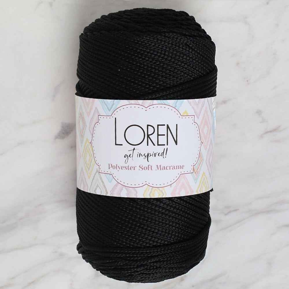 Loren Polyester Soft Macrame Siyah El Örgü İpi - LM040 - 34445 - UcuzaGeliyor