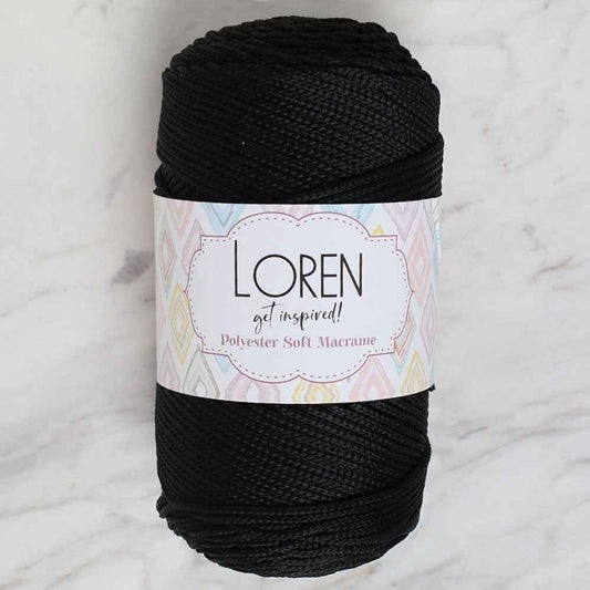 Loren Polyester Soft Macrame Siyah El Örgü İpi - LM040 - 34445 - UcuzaGeliyor