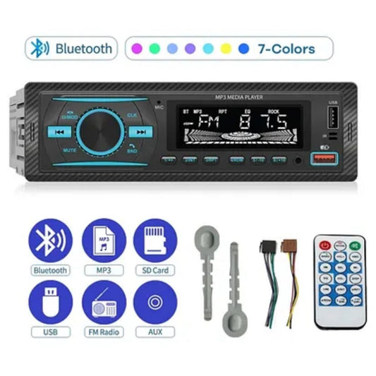 BUFFER® 7 Farklı Renkli Oto Teyp - Bluetooth & USB & AUX & FM Destekli Araç İçi Radyo - UcuzaGeliyor