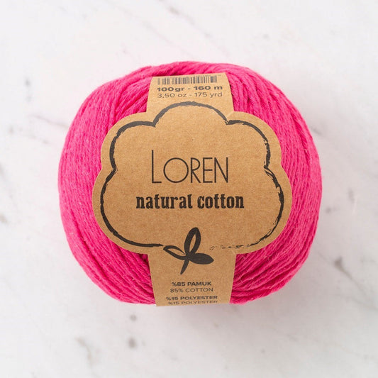 Loren Natural Cotton Fuşya El Örgü İpi - R095 - 33909 - UcuzaGeliyor
