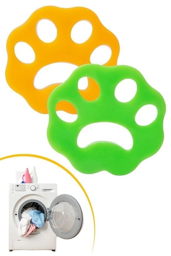 BUFFER® 2 Adet Evcil Hayvanlar ve Çamaşır Makinesi İçin Pati Şekilli Renkli Tüy Temizleme Aparatı
