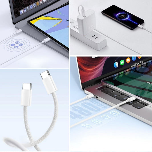 BUFFER® Apple 15/15 Pro Type-C to Type-C Hasır Örgü Hızlı Şarj Kablosu (1m) - UcuzaGeliyor