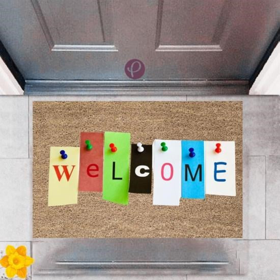Kapı Önü Paspası Dekoratif Dijital Baskı Welcome P-2464 - UcuzaGeliyor