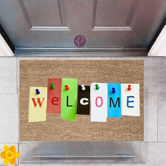 Kapı Önü Paspası Dekoratif Dijital Baskı Welcome P-2464 - UcuzaGeliyor