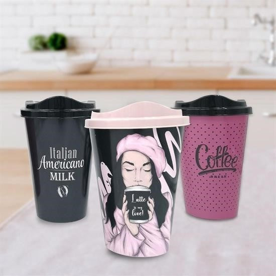 BUFFER® 3 Adet Kahve Bardağı Seti Dekoratif Plastik Kahve Muhafaza Bardağı - UcuzaGeliyor