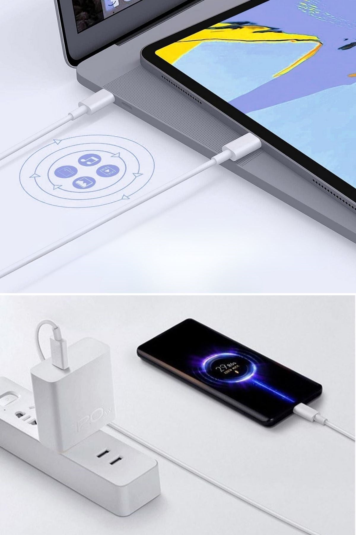 BUFFER® Apple 15/15 Pro Type-C to Type-C Hasır Örgü Hızlı Şarj Kablosu (1m)