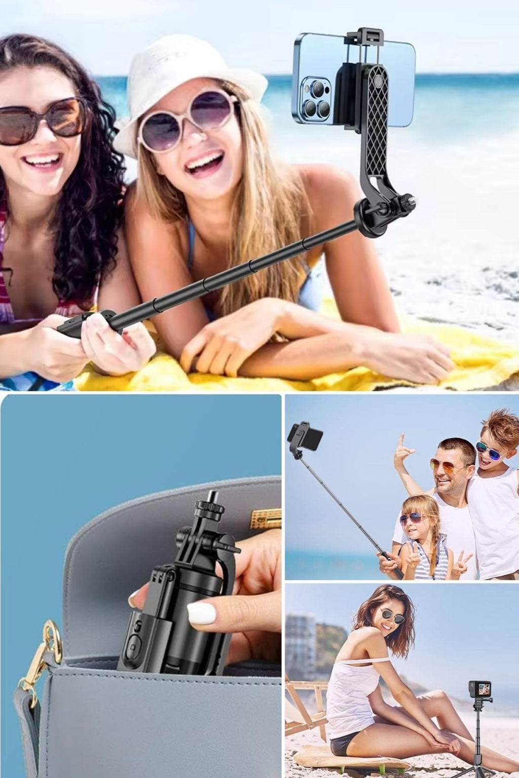 BUFFER® Fotoğraf Makinası ve Telefon Takılabilen 2si 1 Arada 2.2m Uzayan Selfie Çubuğu Kumandalı Tripod