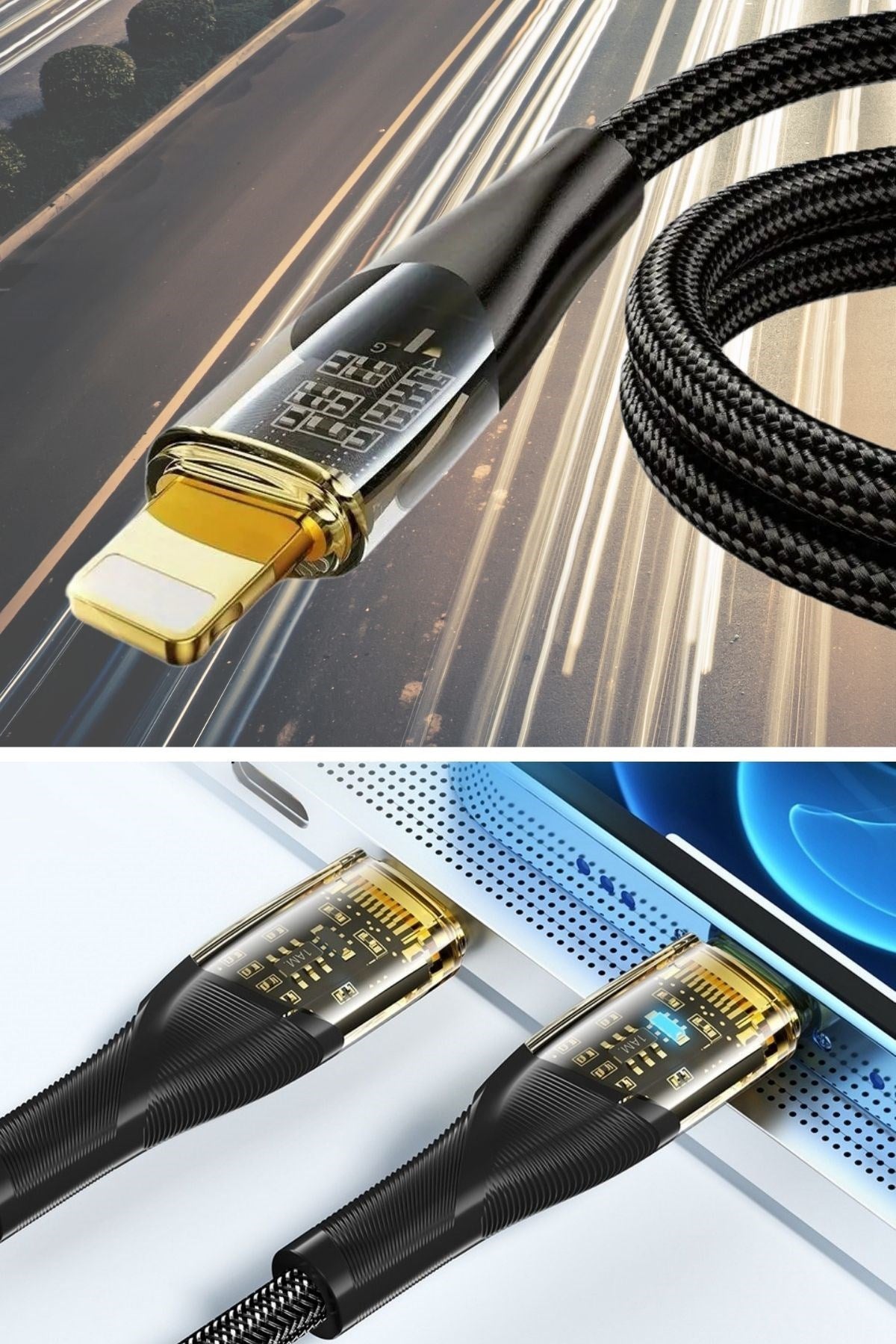 GENEL® Led Işık Uçlu Sağlam İp Kablolu USB to Lightning Hızlı Şarj Kablosu