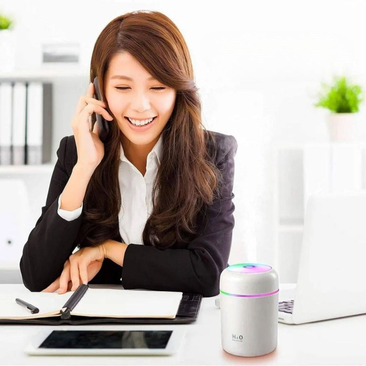 BUFFER® Usb Rengarenk Işıklı 300 ml Ulrasonik Hava Nemlendirici Buhar Makinesi Ve Hava Aroma Difüzörü