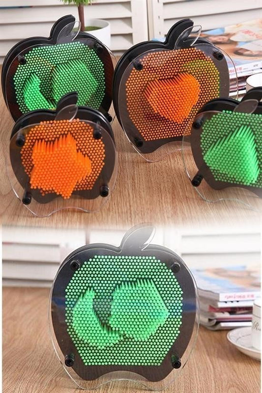 BUFFER® Elma Şeklinde Pin Art Dekoratif 3D Çivi Sanatı Filografi Tahtası - UcuzaGeliyor