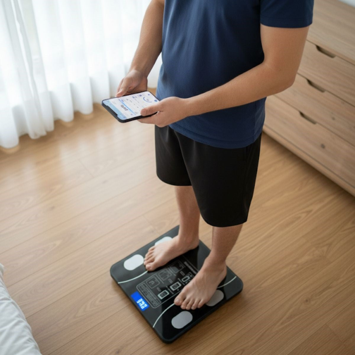 GENEL® Dijital Baskül Yağ Ölçer Fonksiyonlu Akıllı Baskül Bluetooth Bağlantılı Tartı