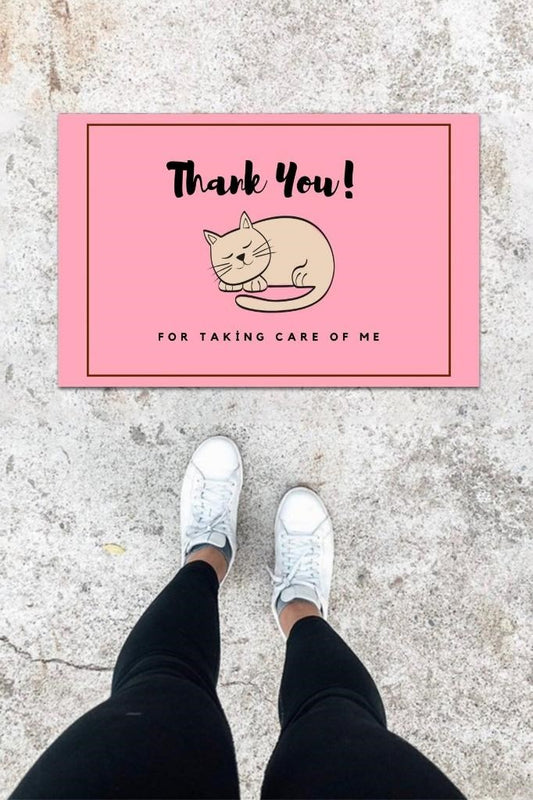 Dijital Baskı Pembe Uyuyan Kedi Desen Kapı Önü Paspası K-1031 - UcuzaGeliyor
