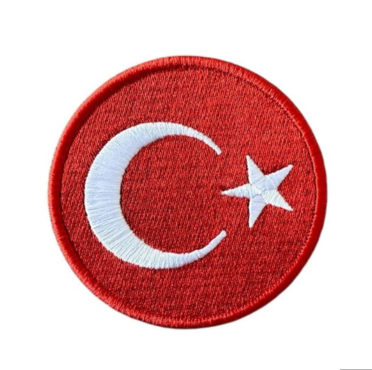 Aplike Ütü İle Yapışan Türk Bayrağı Yuvarlak Büyük Arma 5 cm - UcuzaGeliyor