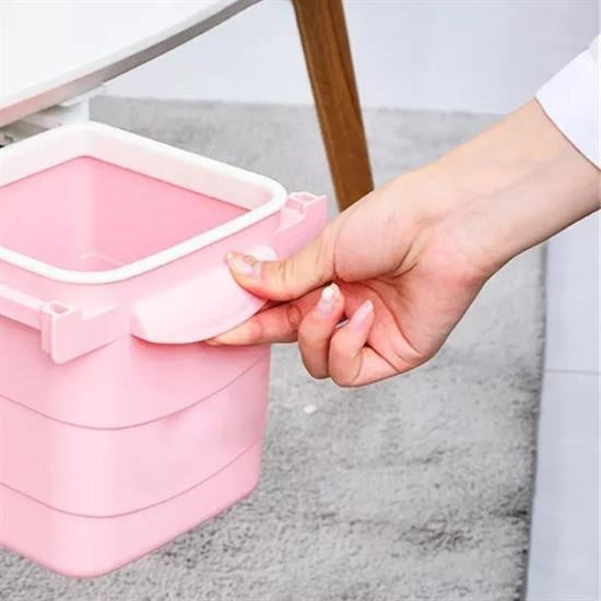 GENEL® Mini Masa Çöp Kovası Plastik Tezgah Altı Geri Çekilebilir Yapışkanlı Görünmez Bölme Pratik