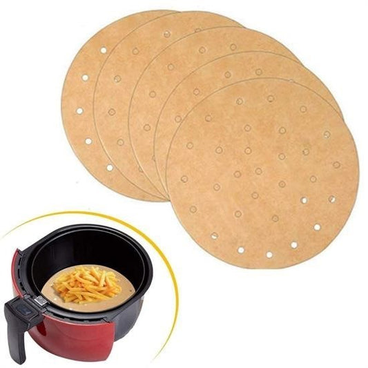 100 Adet  Air Fryer Pişirme Kağıdı Tek Kullanımlık Hava Fritözü Yuvarlak Delikli Model - UcuzaGeliyor