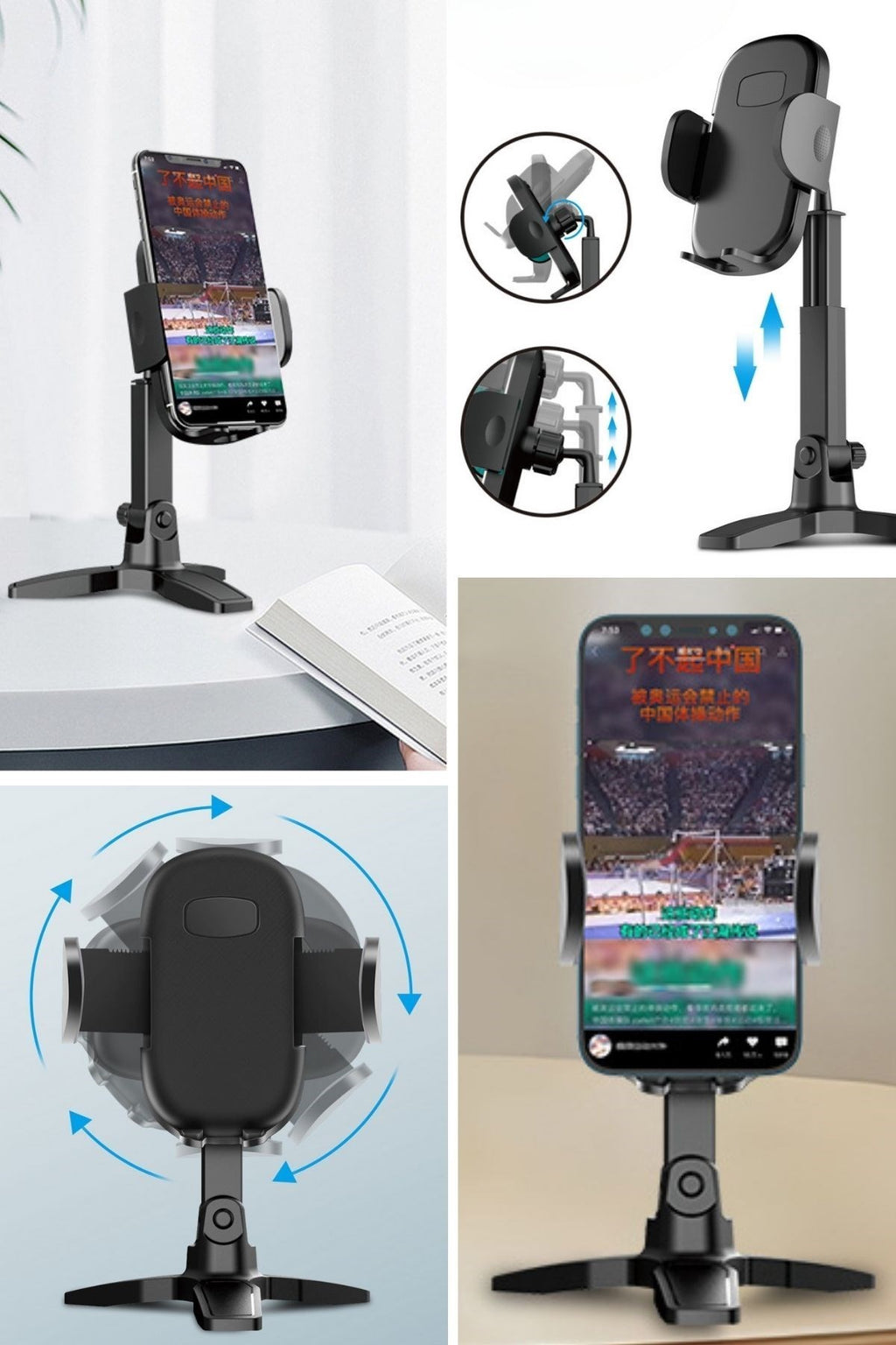 BUFFER® Masaüstü Telefon Standı 360 Derece Dönebilen Başlıklı Ayaklı Telefon Tripodu