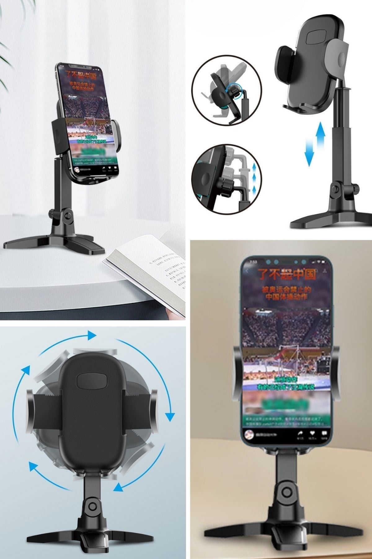 BUFFER® Masaüstü Telefon Standı 360 Derece Dönebilen Başlıklı Ayaklı Telefon Tripodu