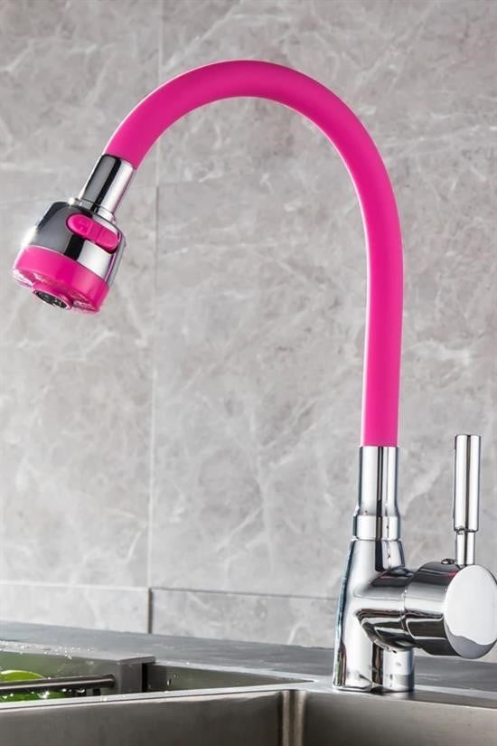 BUFFER® Oynar Başlıklı Tasarruflu Kubar Musluk Borusu ve Başlığı  Pembe