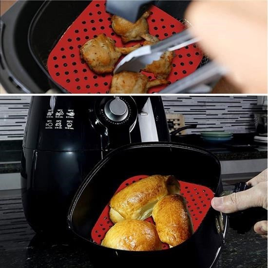 GENEL® Renkli Isıya Dayanıklı Yıkanılabilir Silikon Fırın Ve Airfryer Kare Pişirme Matı 21,5 Cm