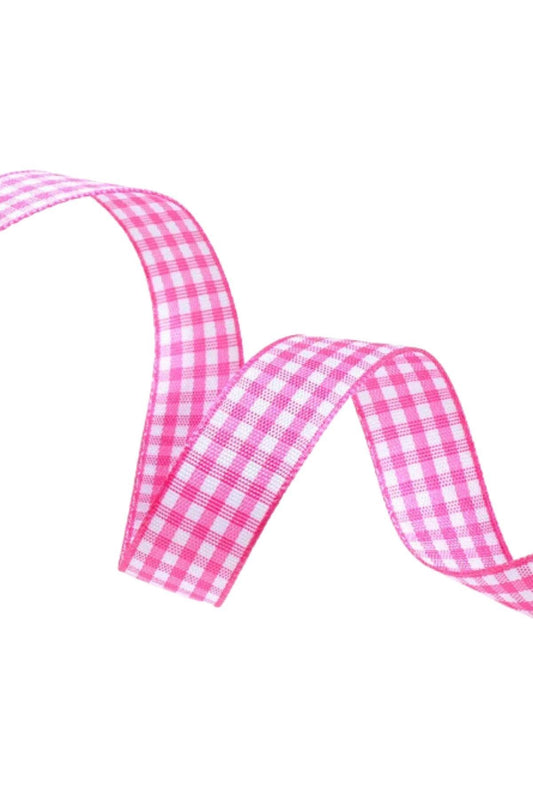 Tafta Ekoseli Kurdele 25 mm Pembe 10 Metre - UcuzaGeliyor