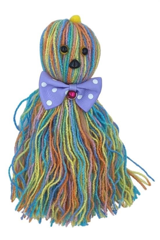 BUFFER® Ahtapot Şekilli Zilli Ve İpli Rengarenk Püsküllü Sevimli KediOyuncağı