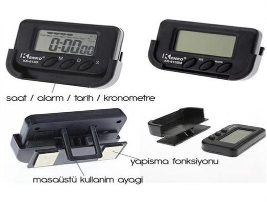 BUFFER® Ev ve Araç Tipi Dijital Saat Kronometreli Alarmlı Pilli Saat - UcuzaGeliyor
