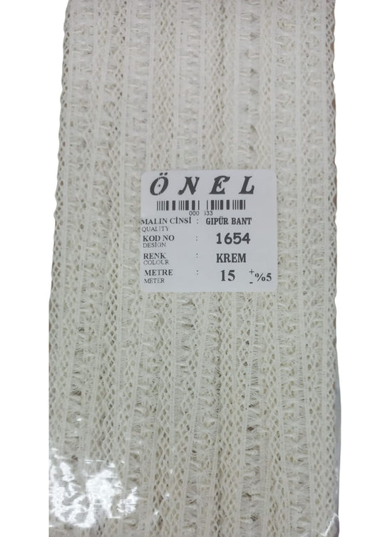 Dantel Polyester Güpür Bant Krem 15 Metre En 3 cm ON-1654-K - UcuzaGeliyor