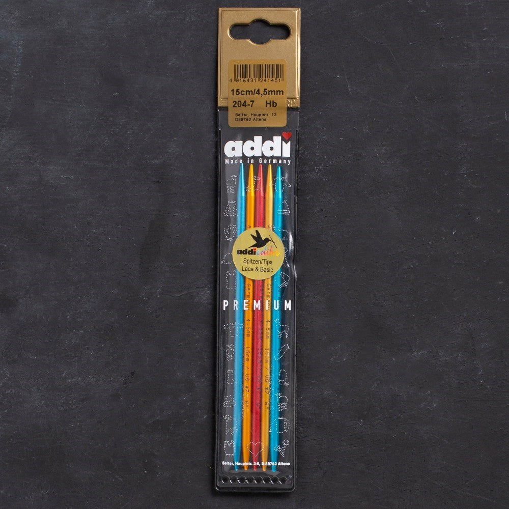 Addi Colibri 4,5mm 15cm Renkli Çorap Şişi - 204-7 - UcuzaGeliyor